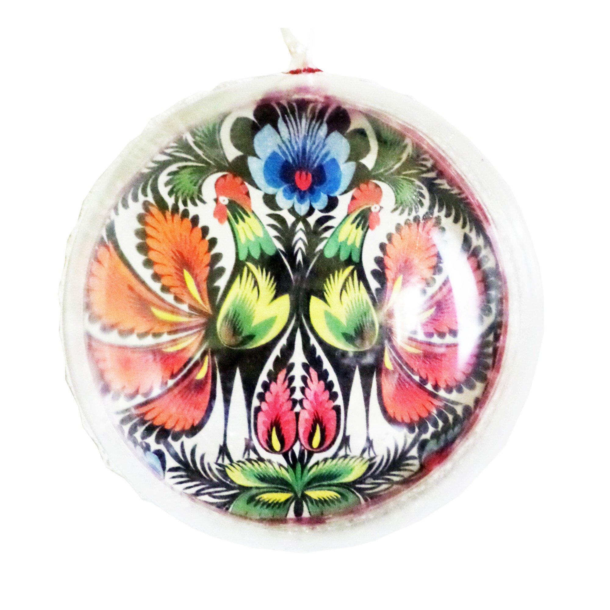 Glob de Craciun 14 cm cu Motive Etnice Traditionale Cocosi Postocalii
