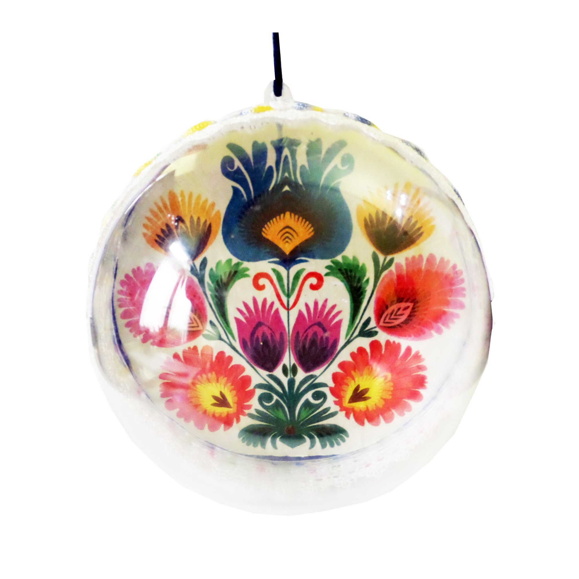 Glob de Craciun 14 cm Flori Multicolore Etnice Tradiitonale