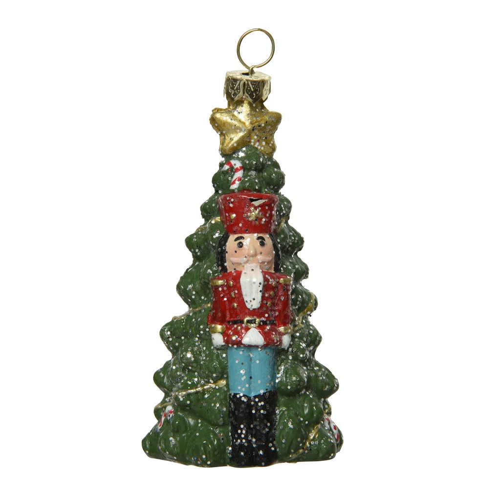 Glob Tree w nutcracker, Decoris, 4.3x4x10.5 cm, plastic, verde