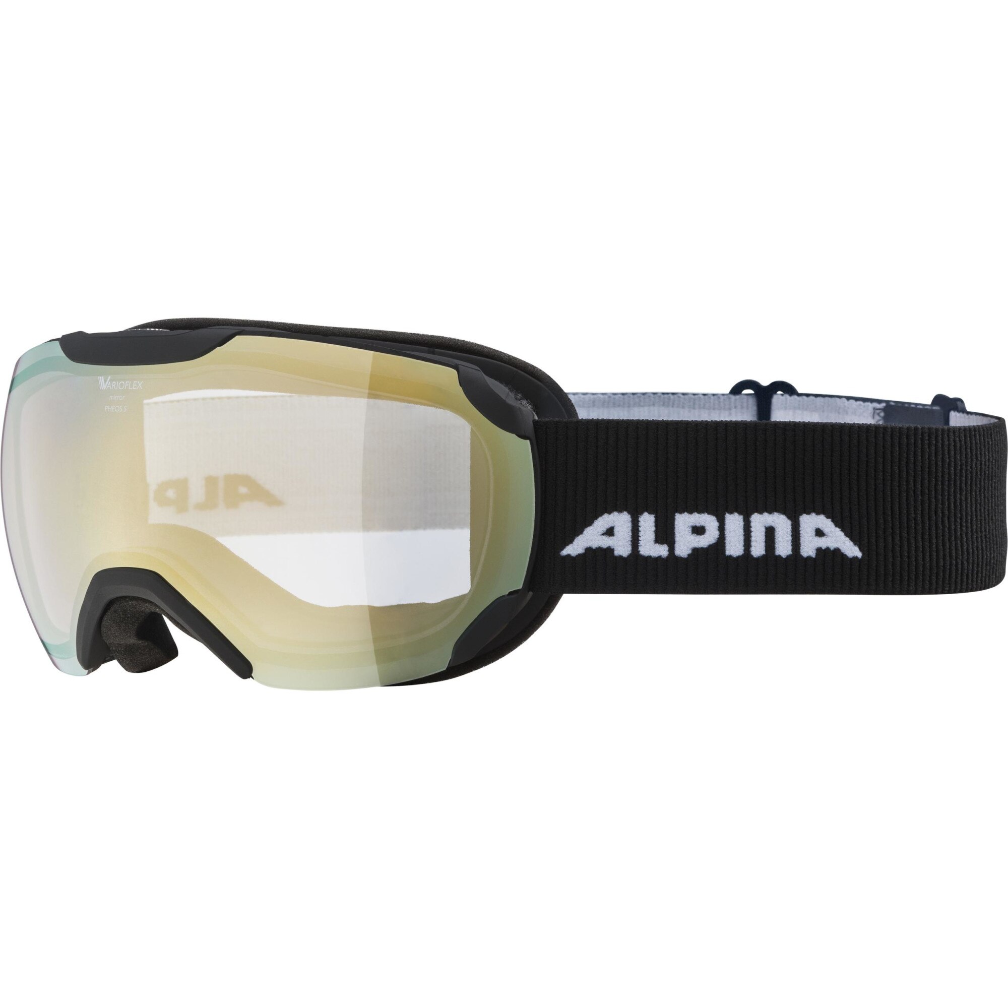 Ochelari ski Alpina Pheos S VM, Black Matt/Mirror Gold, marime M, lentila S1-2