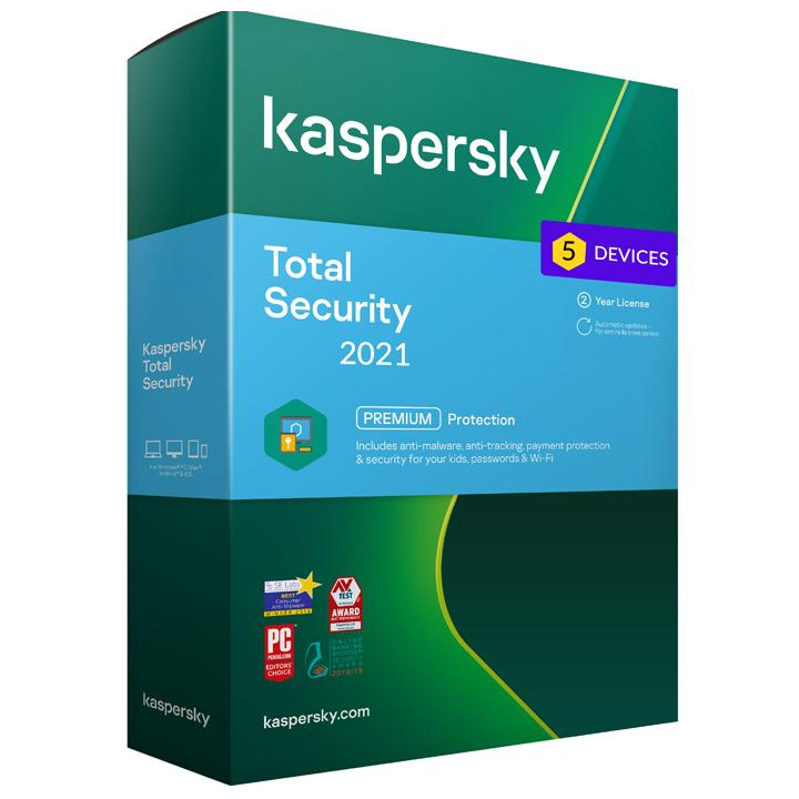 Лиценз Kaspersky Total Security - 5 устройства / 2 години електронен KL1949OCEDS