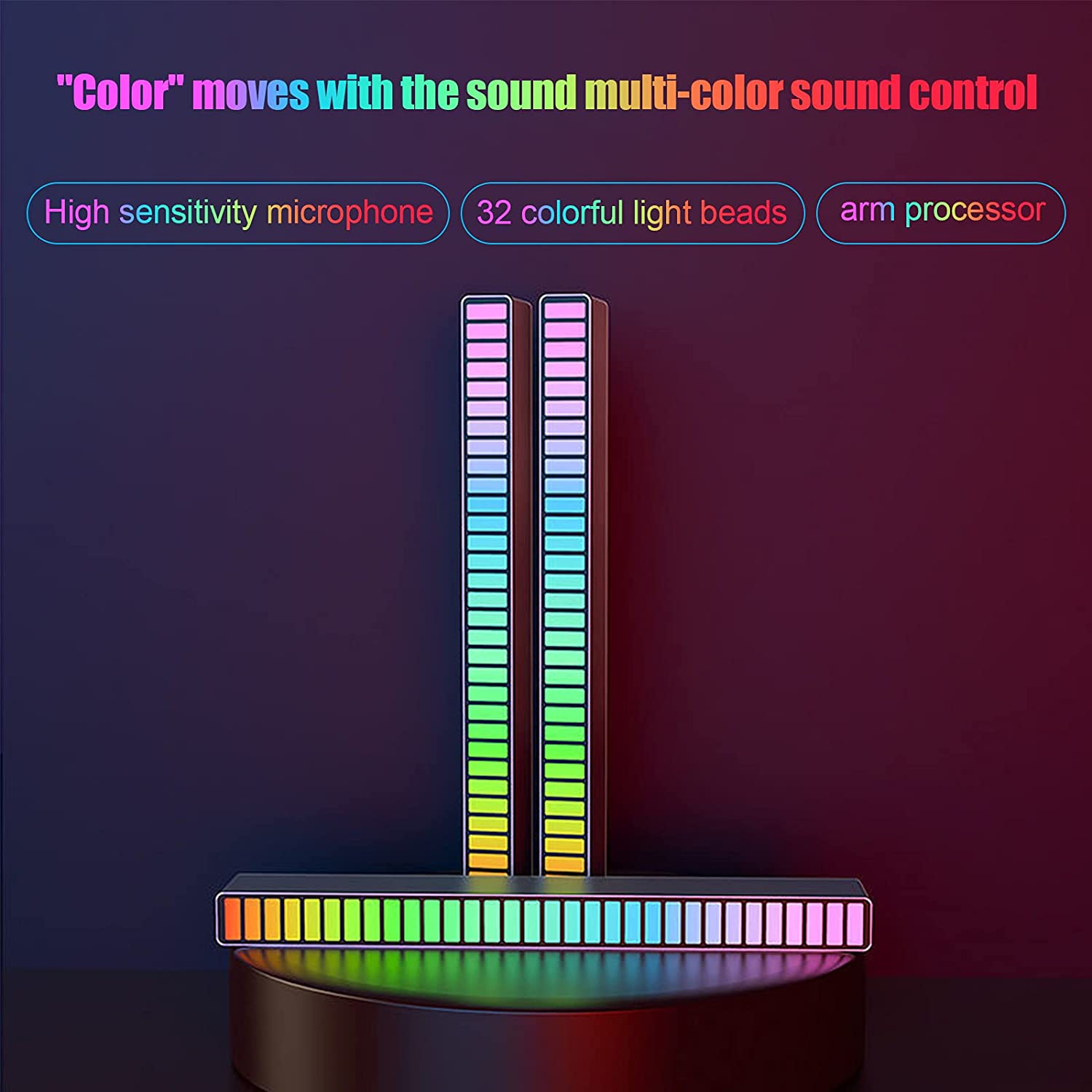 hurt Inspiration Surprisingly Bara RGB cu funcitie VU meter, 32 leduri, sincronizare muzicala, 18 culori,  mutiple moduri, Silicko, pentru Gaming, atmosfera, DJ - eMAG.ro