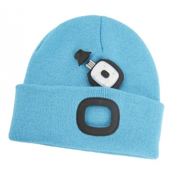 Caciula cu lampa de cap, 4 x SMD LED, albastru deschis, USB, 60 lm Caciula cu lampa de cap, 4 x SMD LED, albastru deschis, USB, 60 lm