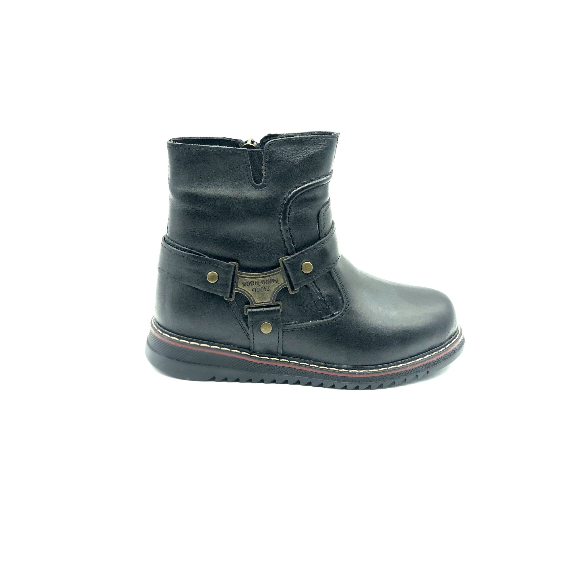 Cizme copii Sibel Bebe EVO969, ortopedice, piele naturala, imblanite, Negru