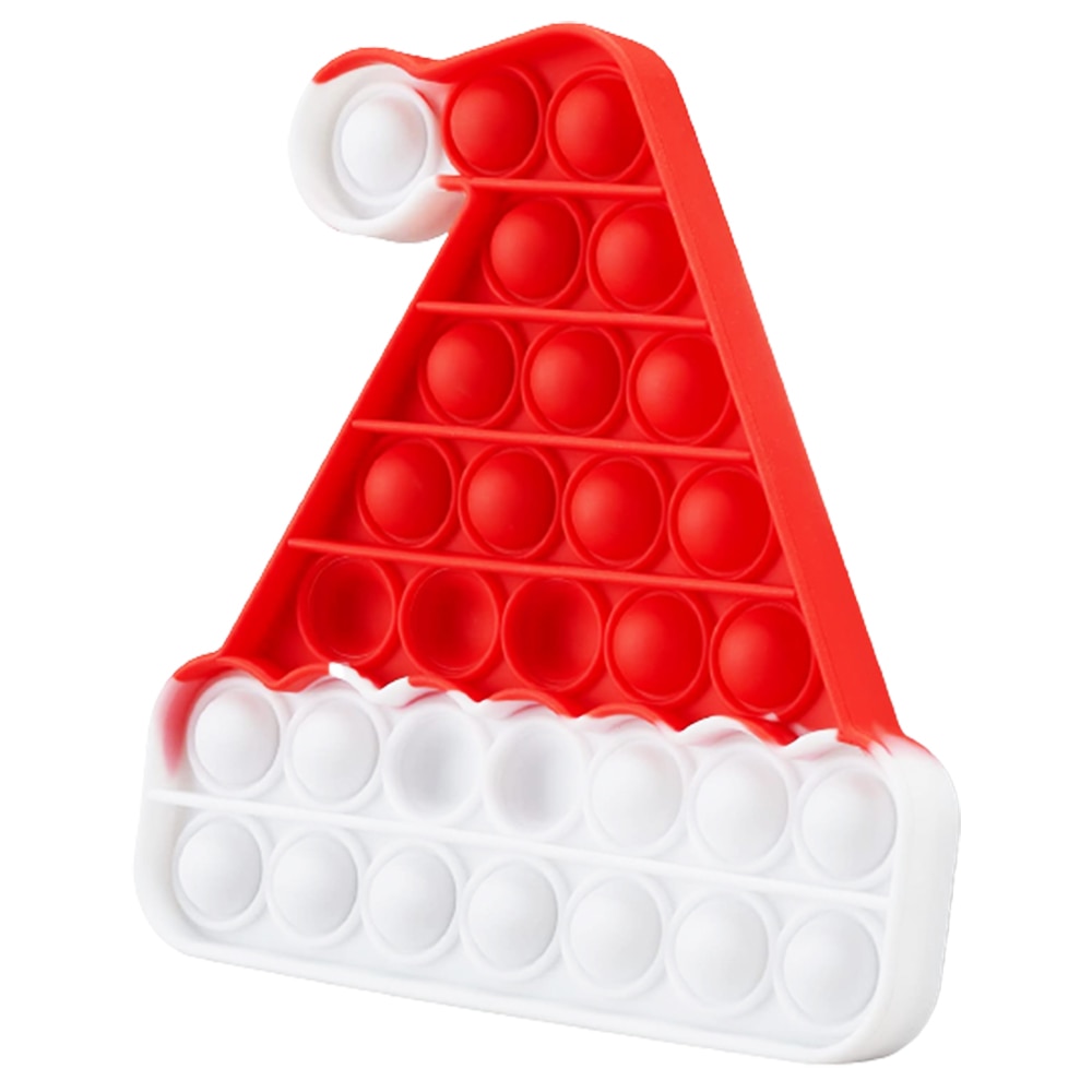 Jucarie Pop It Zenuk® - Caciula lui Mos Craciun, Sensory Fidget Toy, Antistres, Rosu