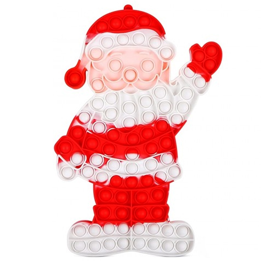 Jucarie Pop It XL Zenuk® - Mos Craciun, Sensory Fidget Toy, Antistres, 20-25cm, Rosu/Alb