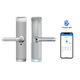 Incuietoare smart cu amprenta, cod, card, telefon, Wi-Fi, Bluetooth, ideal pensiuni, regim hotelier, Booking, Airbnb, culoare silver