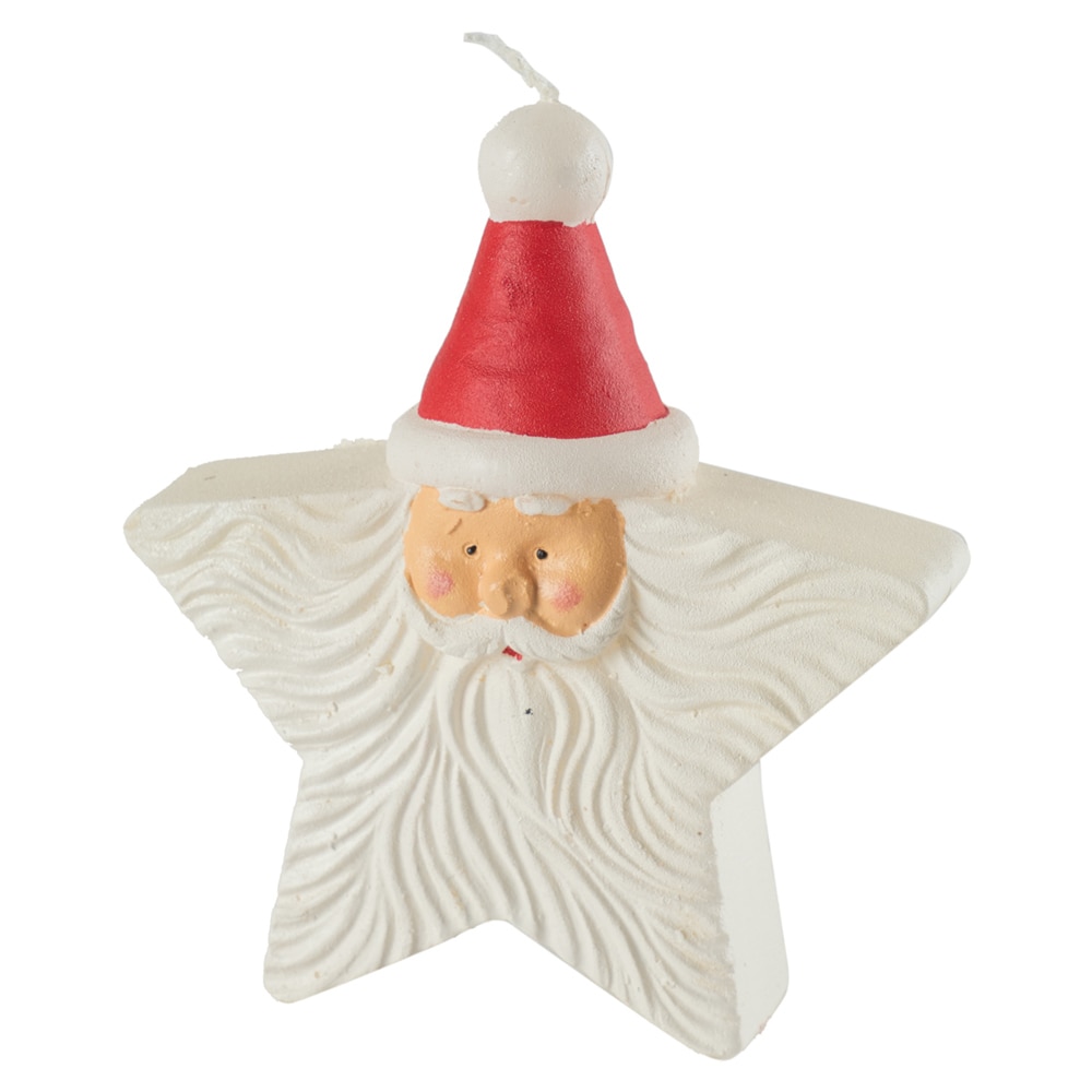 Lumanare de Craciun Holly, in forma de stea, alb, 10 x 12 cm