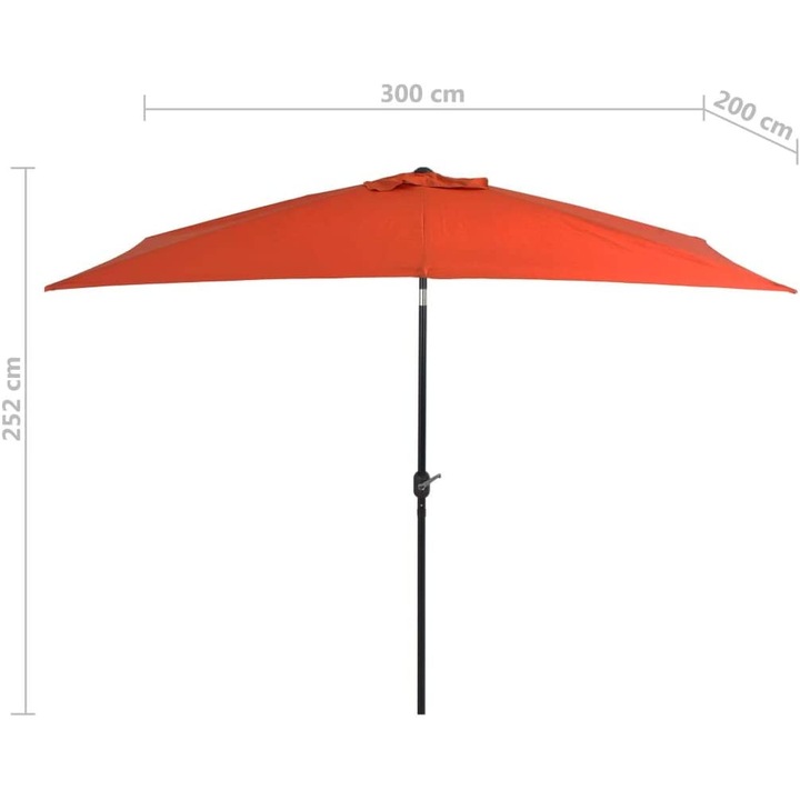 SORARA PORTO DELUXE napernyő, 200 x 300 cm, Téglalap alakú kerti napernyő - Piros