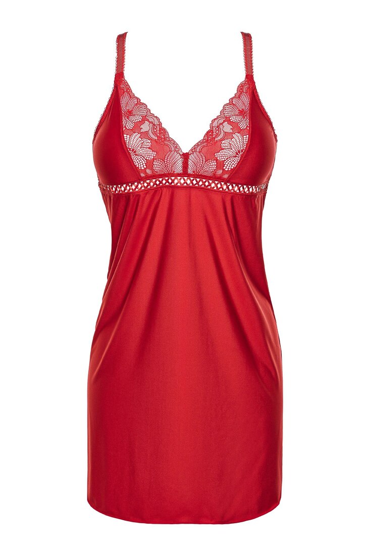 Camasa de noapte din microfibra moale cu decolteu adanc fata si spate, Colectie frantuzeasca S Complexe Arum Passion, Rosu pasional