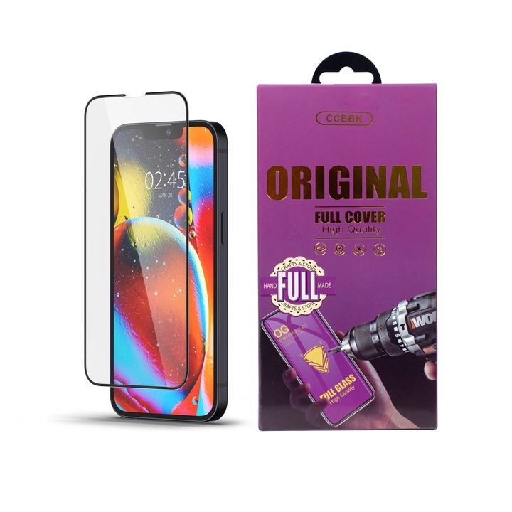 Стъклен Протектор OG за iPhone 13 Pro Max, Прозрачен/ Черен