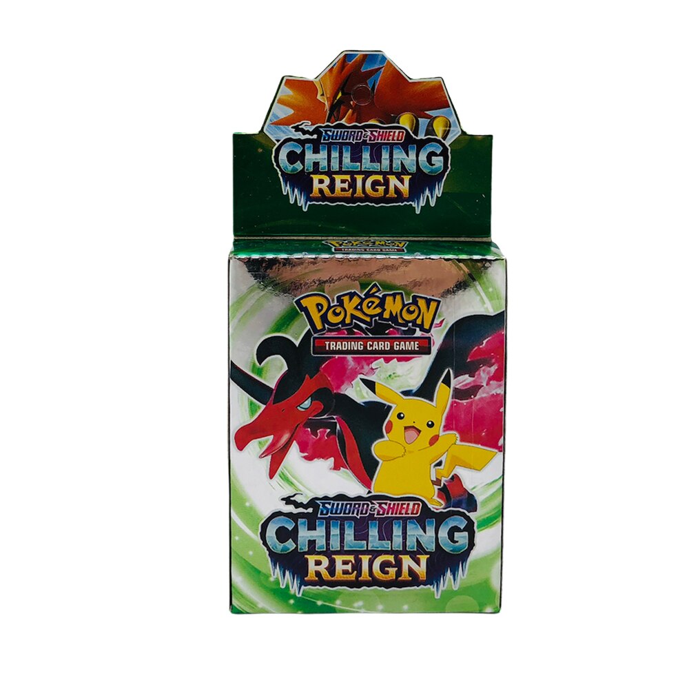 Joc de carti Pokemon Sword And Shield, Chilling Reign, 24 cartonase in limba engleza, Alb/Verde