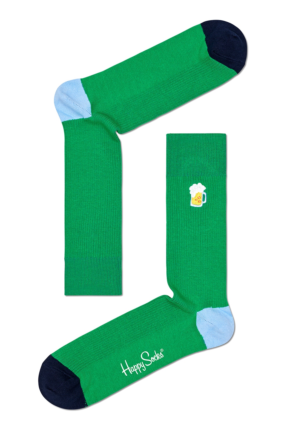 Happy Socks, Set de sosete lungi unisex cu model - 2 perechi, Bleumarin inchis/verde/oranj