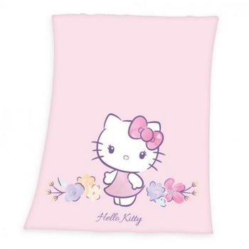 Patura pentru copii Herding, model Hello Kitty, poliester, multicolor, 130x160 cm Patura pentru copii Herding, model Hello Kitty, poliester, multicolor, 130x160 cm