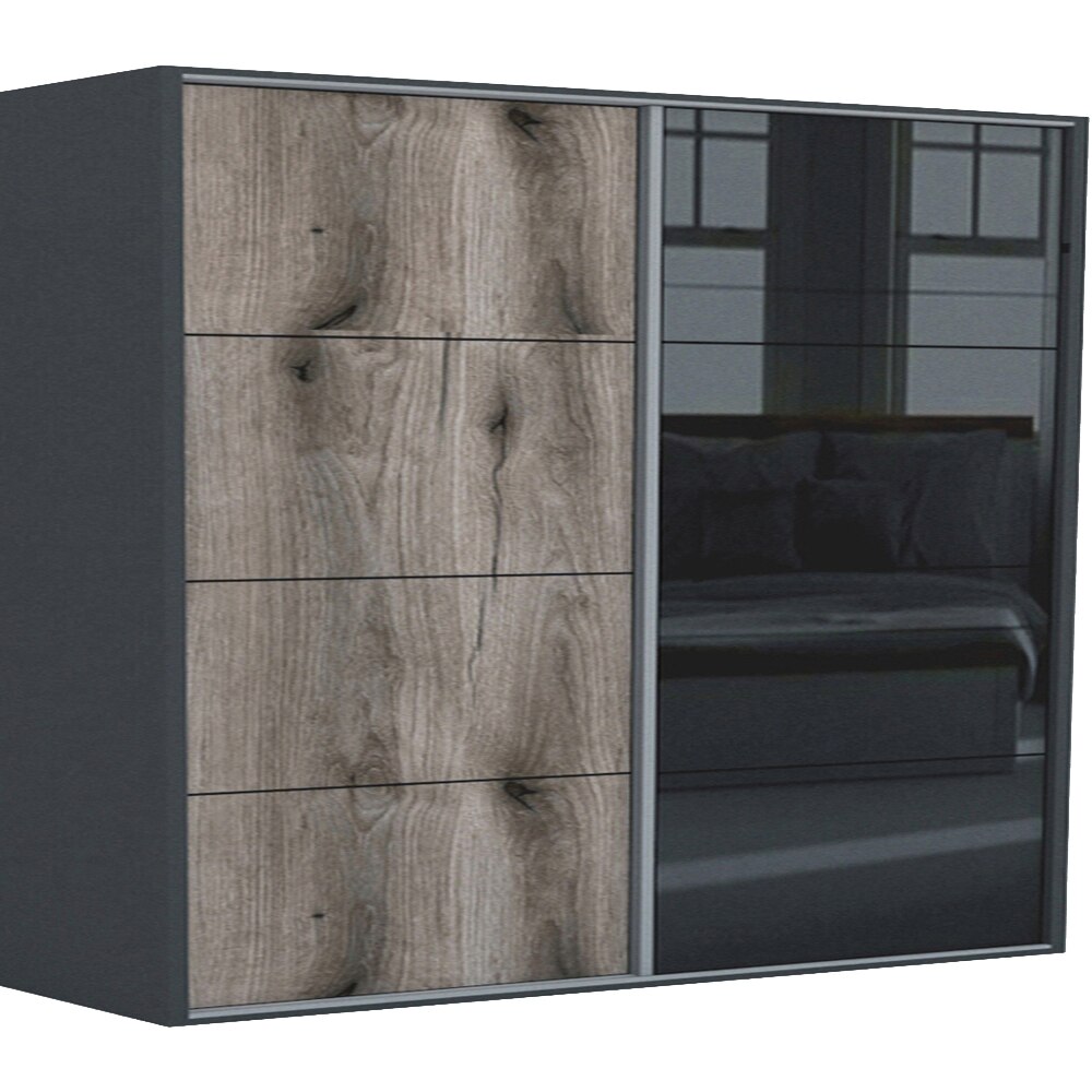 Dressing Genarom LEX A, Stejar Monastery / Negru Lucios L, 261 x 240 x 66 cm