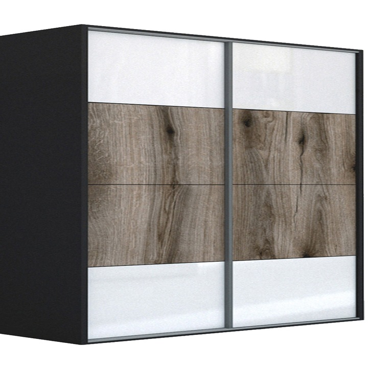 Dressing Genarom LEX A, Gri Lucios / Stejar Monastery M, 261 x 240 x 66 cm