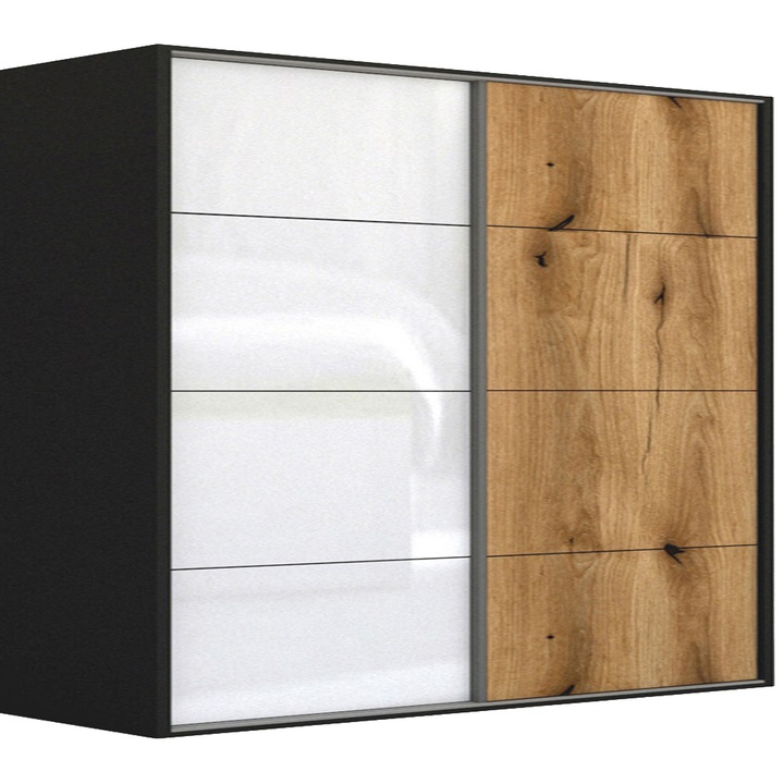 Dressing Genarom LEX A, Gri Lucios / Stejar Wotan L, 261 x 240 x 66 cm