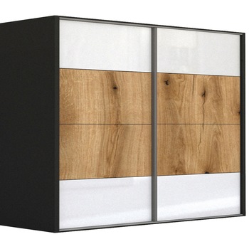 Dressing Genarom LEX B, Gri Lucios / Stejar Wotan M, 261 x 240 x 66 cm Dressing Genarom LEX B, Gri Lucios / Stejar Wotan M, 261 x 240 x 66 cm