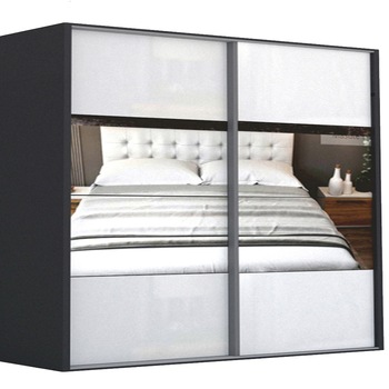 Dressing Genarom LEX B, Gri Lucios / Oglinda M, 261 x 240 x 66 cm Dressing Genarom LEX B, Gri Lucios / Oglinda M, 261 x 240 x 66 cm