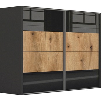 Dressing Genarom LEX B, Negru Lucios / Stejar Wotan, 261 x 240 x 66 cm Dressing Genarom LEX B, Negru Lucios / Stejar Wotan, 261 x 240 x 66 cm