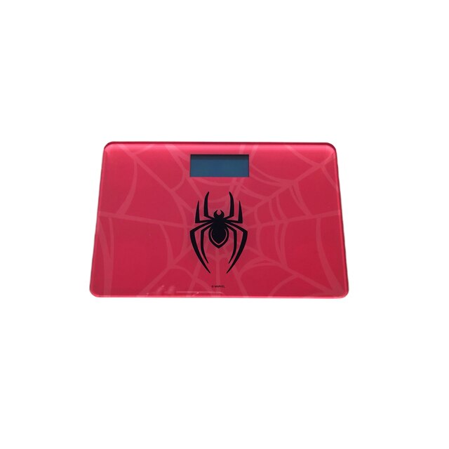 Cantar electronic cu model Spiderman, afisaj digital, 180 kg max, sticla securizata, Rosu, MNS-BBL3364