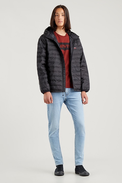 Levi's, Jacheta usoara rezistenta la apa cu gluga, Negru, 2XL