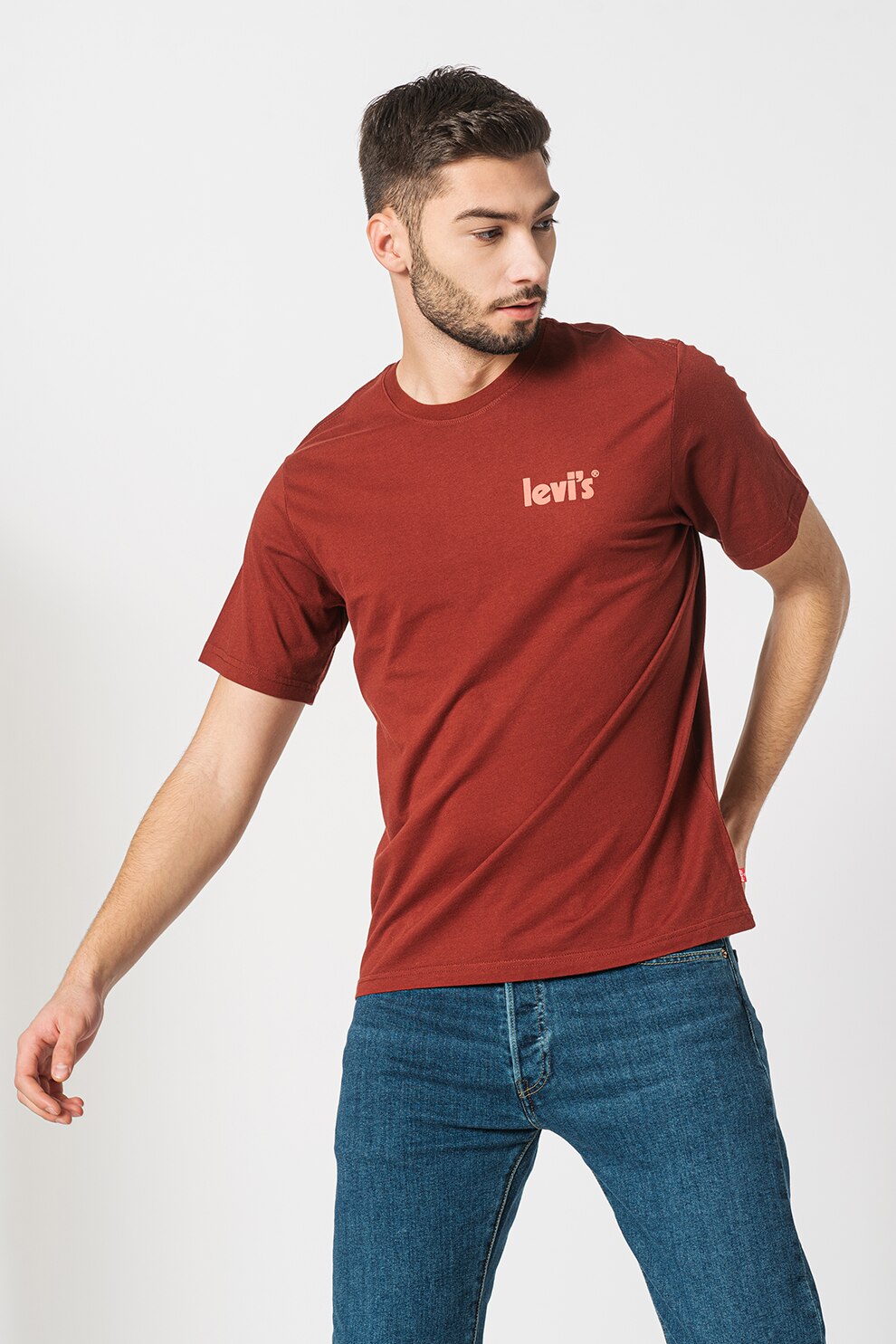 Levi's, Tricou relaxed fit de bumbac cu imprimeu logo, Maro cognac/Roz