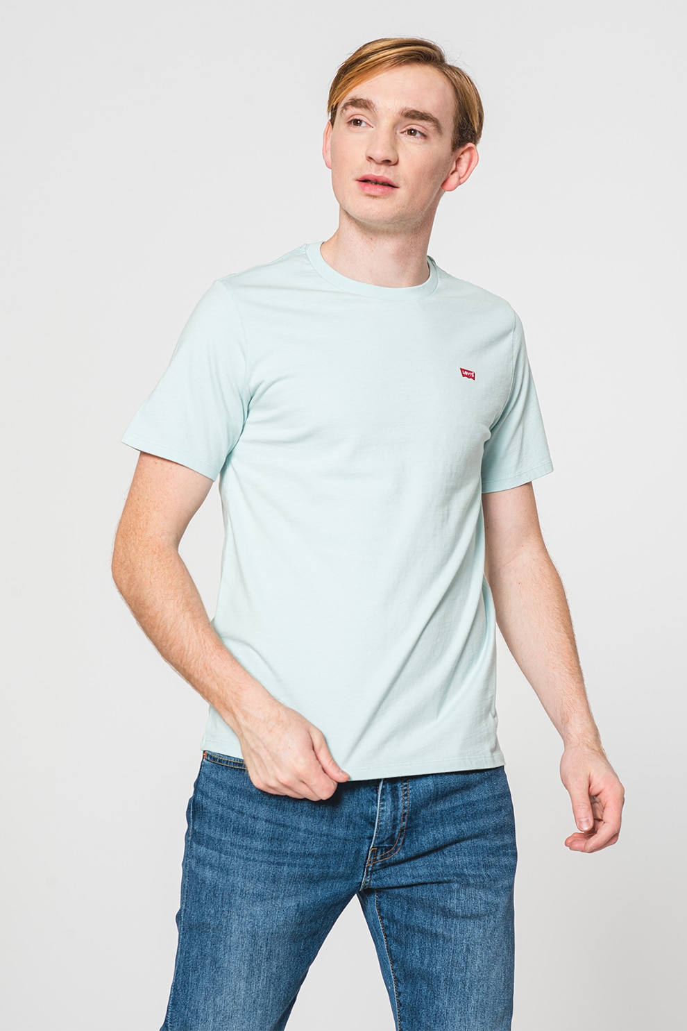 Levis Памучна тениска с овално деколте Червен Аквамарин синьо 2xl 