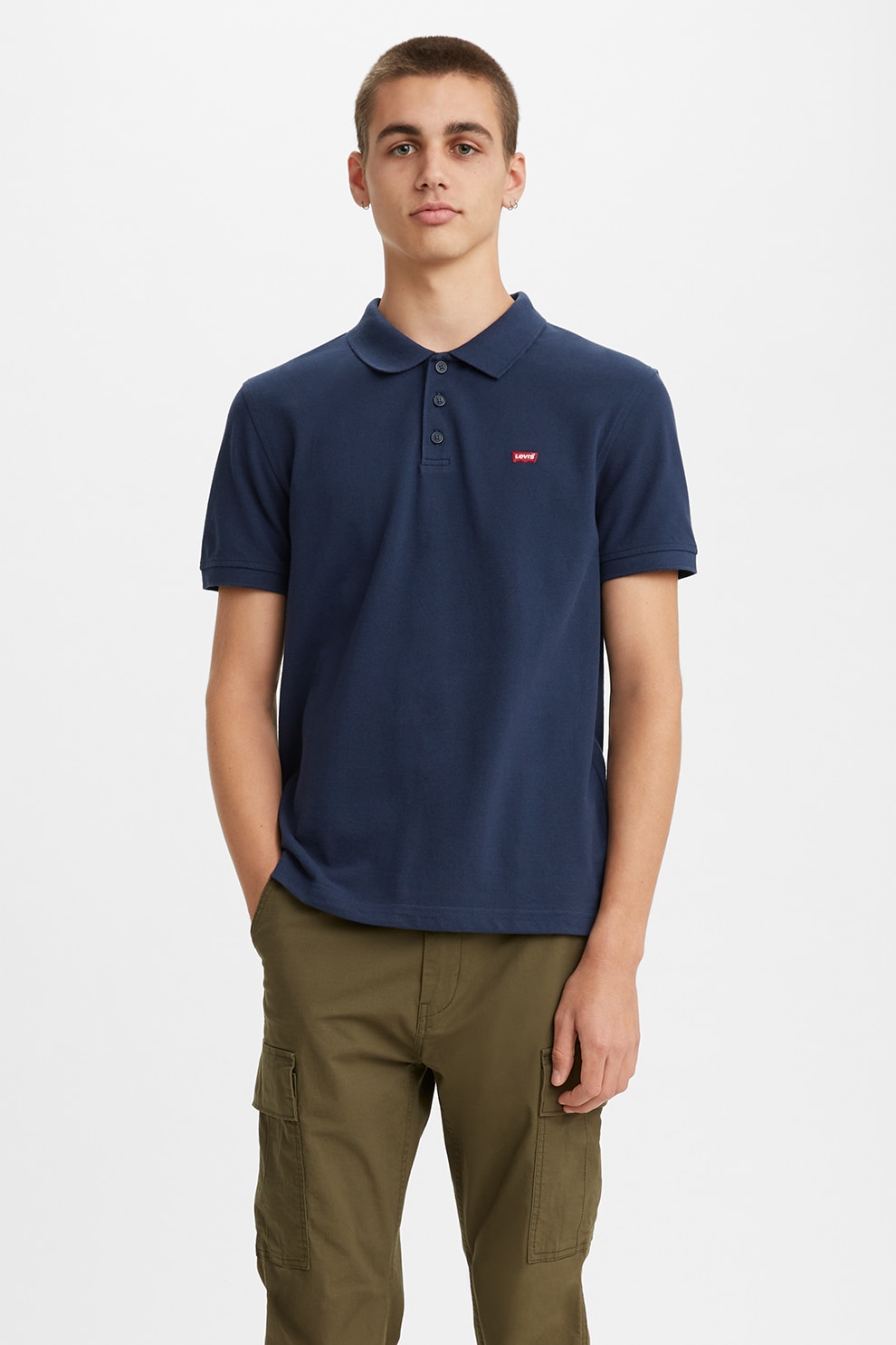 Levi's, Tricou polo in dungi Housemark, Bleumarin, M