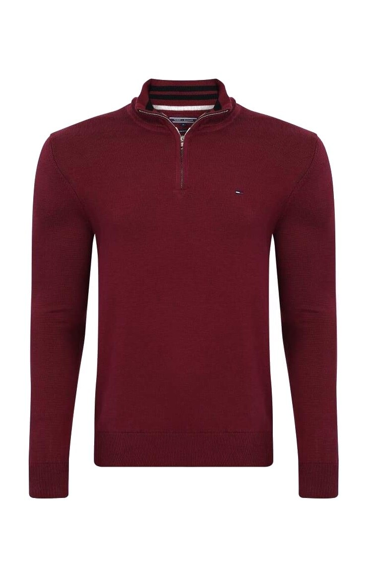 Pulover cu guler inalt, Tommy Hilfiger, Regular fit, Bordeaux