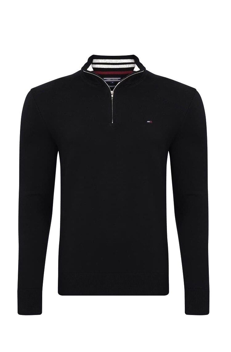 Pulover cu guler inalt, Tommy Hilfiger, Regular fit, Negru
