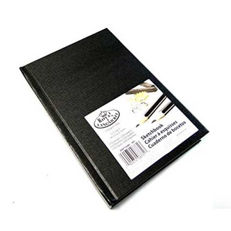 Caiet de schite cu hartie alba, Royal Langnickel, Rich Colors, 5,5x8,5'', 110 coli, 110g - Negru