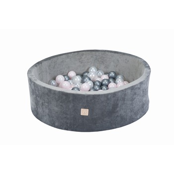 Set Velvet Ballpool, Misioo, 150 bile, Gri Set Velvet Ballpool, Misioo, 150 bile, Gri