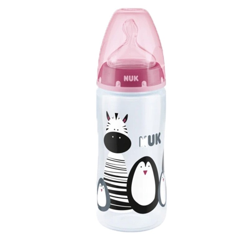 Biberon din polipropilena cu tetina din silicon 300 ml Nuk First Choice+ 216275R, Roz 6-18 luni