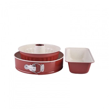 Set 3 forme pentru copt, Karaca, Metal, Rosu Set 3 forme pentru copt, Karaca, Metal, Rosu