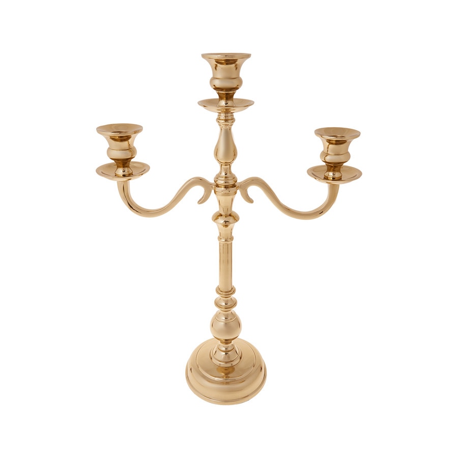 Suport lumanari cu 3 brate, Karaca, Jolie, Aluminiu, 35x30 cm, Auriu