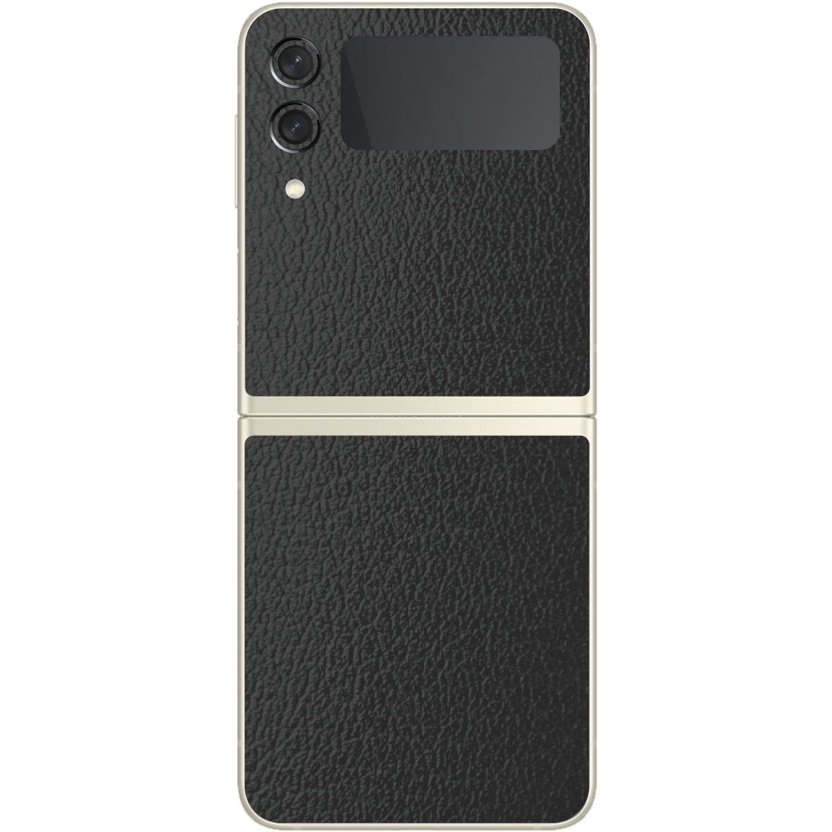 Folie Protectie Carbon Skinz pentru Samsung Galaxy Z Flip3 5G - Piele Neagra Simple Cut, Skin Adeziv Full Body Cover pentru Rama Ecran, Carcasa Spate