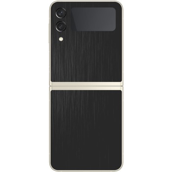 Folie Protectie Carbon Skinz pentru Samsung Galaxy Z Flip3 5G - Brushed Negru Simple Cut, Skin Adeziv Full Body Cover pentru Rama Ecran, Carcasa Spate