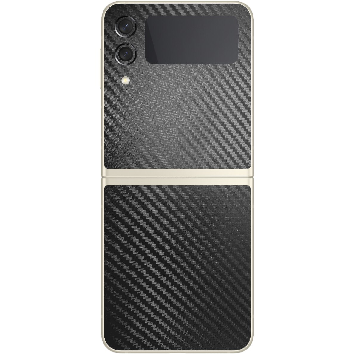 Folie Protectie Carbon Skinz pentru Samsung Galaxy Z Flip3 5G - Carbon Negru Simple Cut, Skin Adeziv Full Body Cover pentru Rama Ecran, Carcasa Spate