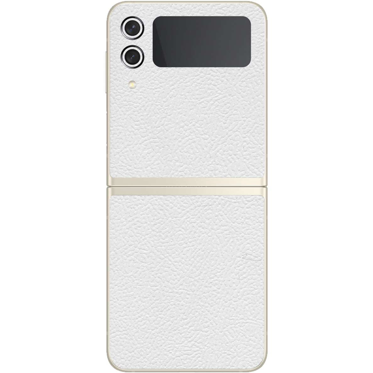 Folie Protectie Carbon Skinz pentru Samsung Galaxy Z Flip3 5G - Piele Alba Simple Cut, Skin Adeziv Full Body Cover pentru Rama Ecran, Carcasa Spate