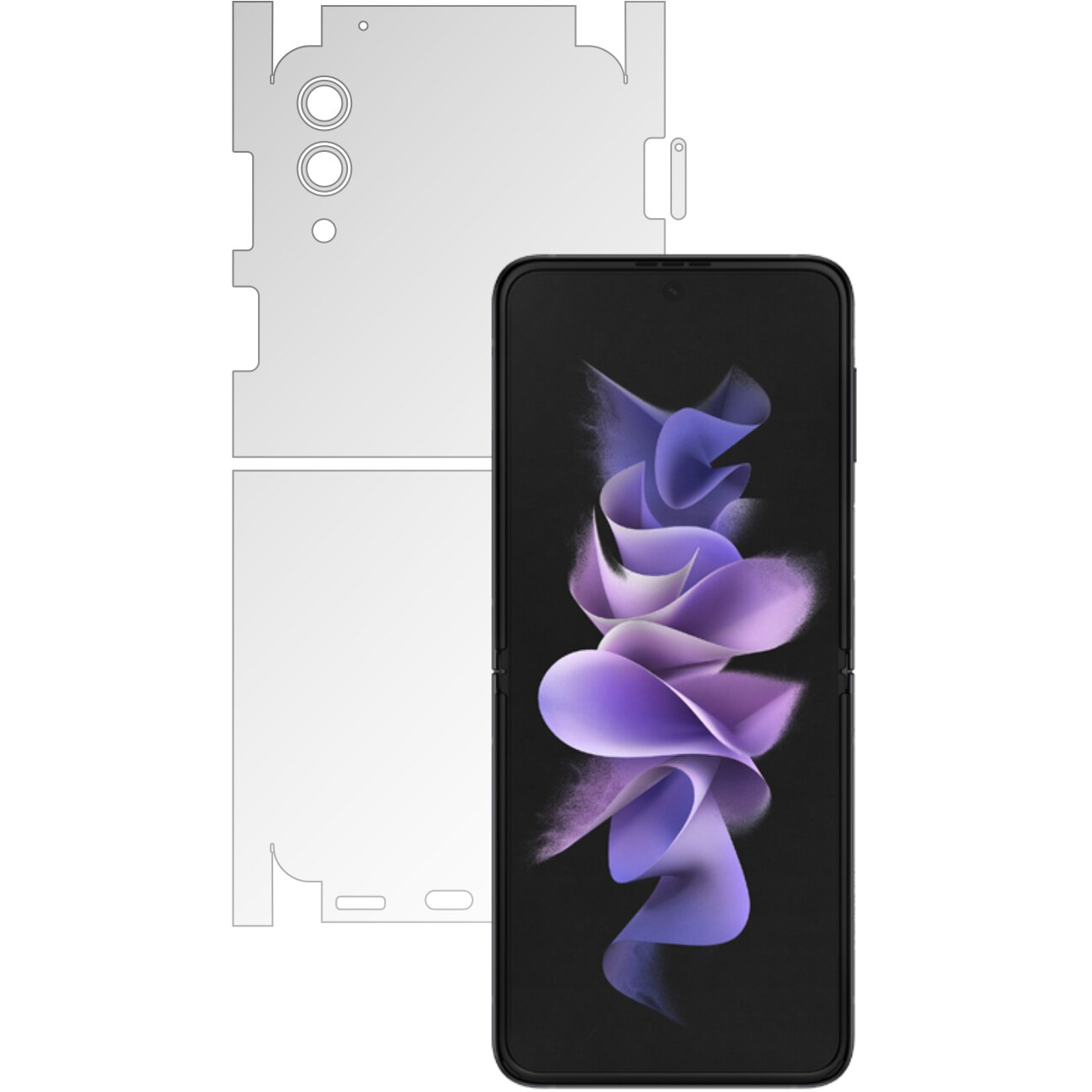 Folie Protectie Spate Invisible Skinz HD pentru Samsung Galaxy Z Flip3 5G - Siliconica Ultra-Clear cu taiere 360 Cut pentru Carcasa Spate si Laterale, Skin Adeziv Transparent