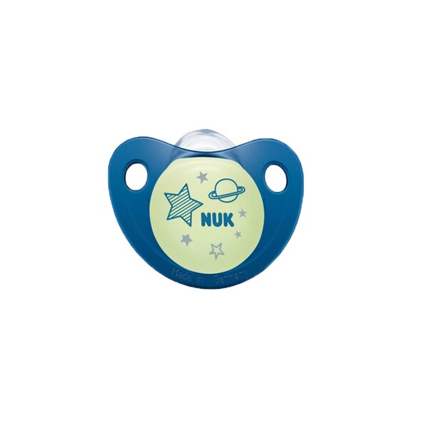 Suzeta ortodontica din silicon Nuk Night & Day 730328, Albastru 0-6 luni