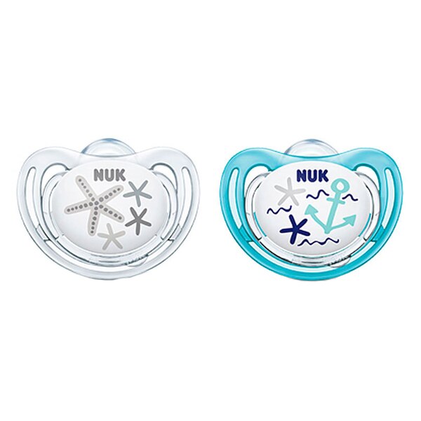 Set 2 suzete ortodontice din silicon Nuk Beach 175225A, Multicolor 0-6 luni
