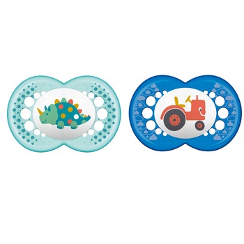 Set 2 suzete ortodontice din silicon Mam Original 667602-1, Multicolor 6+ luni Set 2 suzete ortodontice din silicon Mam Original 667602-1, Multicolor 6+ luni