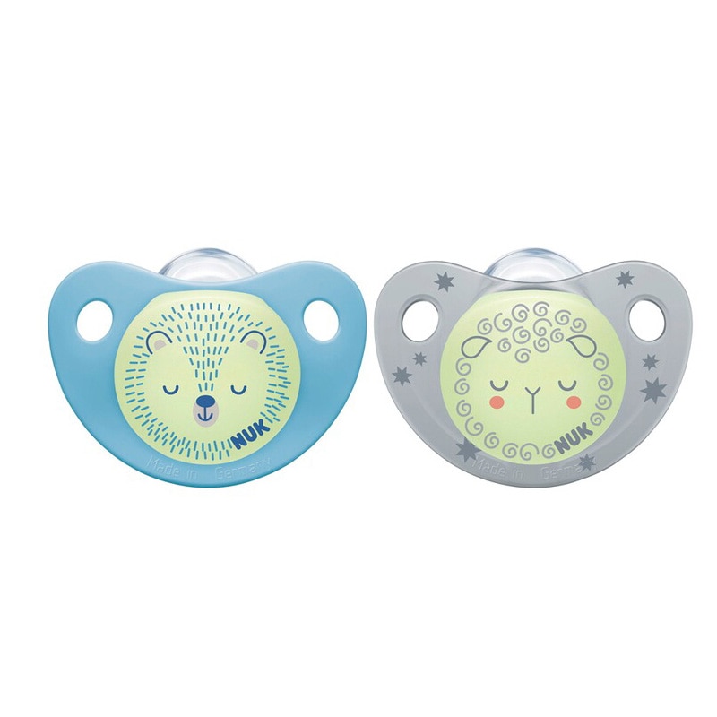 Set 2 suzete ortodontice din silicon Nuk Trendline Night 739371-2, Multicolor 18-36 luni