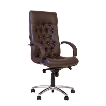 Scaun directorial Fidel Lux Steel Chrome, piele naturala, brun inchis Scaun directorial Fidel Lux Steel Chrome, piele naturala, brun inchis