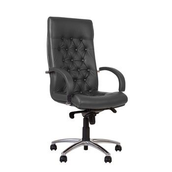 Scaun directorial Fidel Lux Steel Chrome, piele naturala, gri inchis Scaun directorial Fidel Lux Steel Chrome, piele naturala, gri inchis