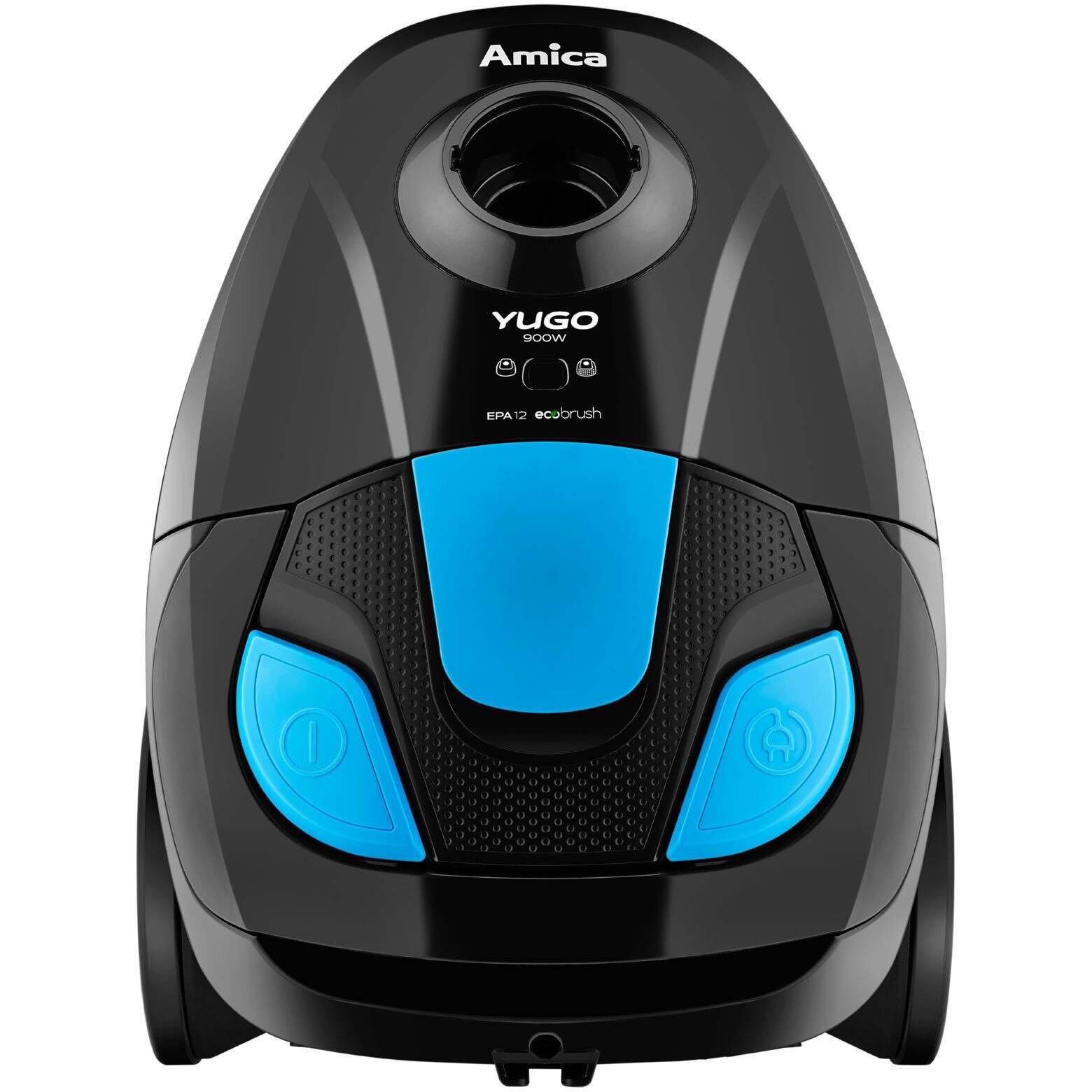 Aspirator cu sac Amica Yugo VM1045, 900 W, 2 l, Negru/Albastru