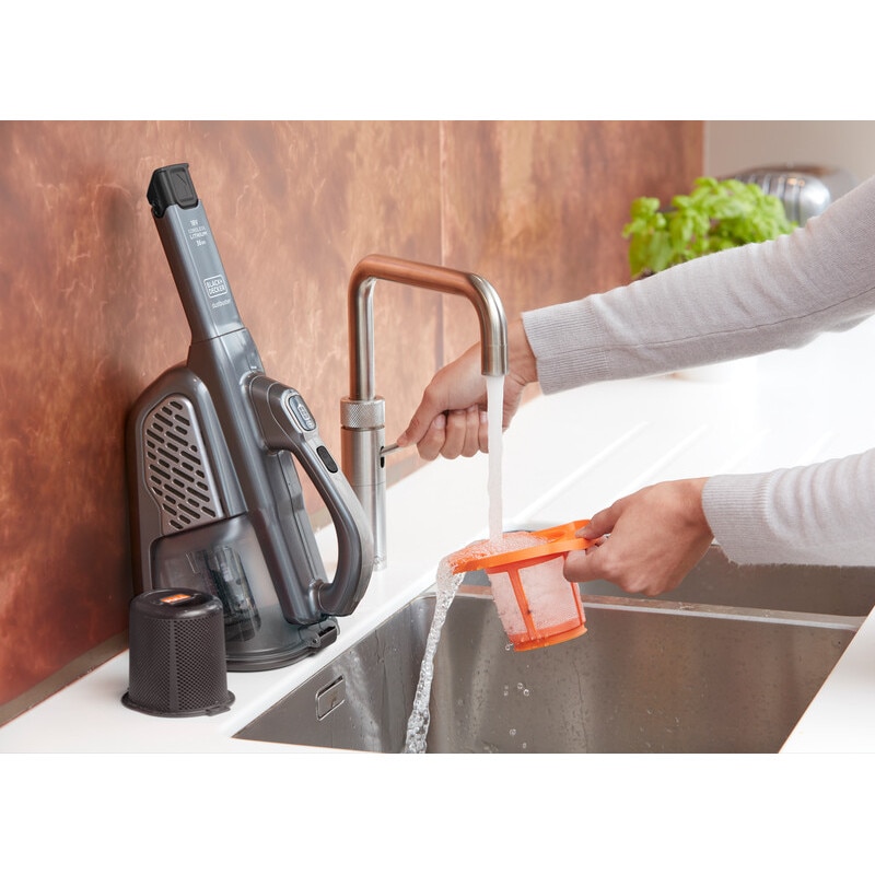 Aspirator Black Decker BHHV520JF-QW cu acumulator 18V, 2.0Ah, 2 trepte de putere, sistem de filtrare cu Cyclonic Action in 3 trepte
