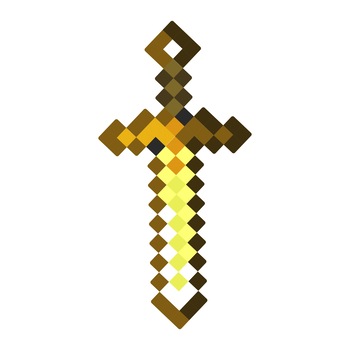 Sabie Minecraft din lemn model Golden, multicolor, 27x13 cm Sabie Minecraft din lemn model Golden, multicolor, 27x13 cm